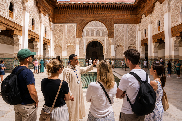 Marrakech: Bahia Palace, Ben Youssef Madrasa & Secret Garden English: Shared Group Guided Tour - From the Meeting Point