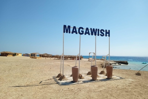 Hurghada : Atardecer, Barbacoa Isla Magawish En Lancha RápidaLancha rápida privada al atardecer con barbacoa