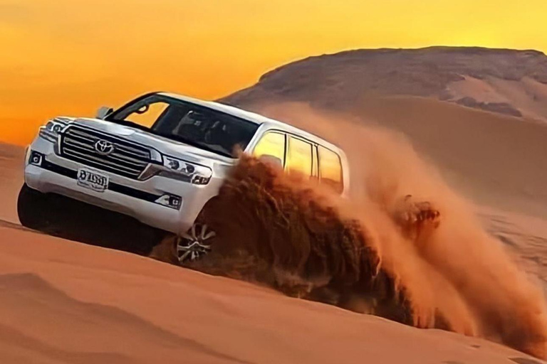 Safari nel deserto in transito privato con giro in cammello e mare internoSafari nel deserto condiviso