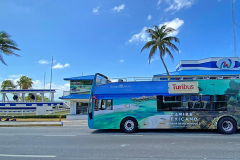 Cancun : Bus en bus à arrêts à arrêts multiples et attractions multiplesCancun : Visite à arrêts multiples de la ville et roue d'observation du ciel