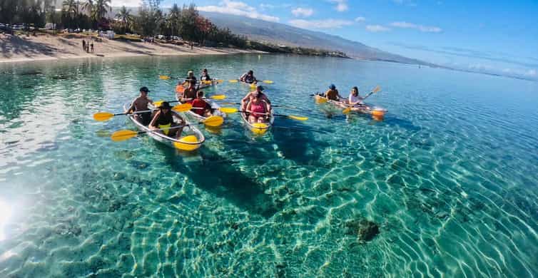 Kayak transparent dans le lagon de Saint-Gilles