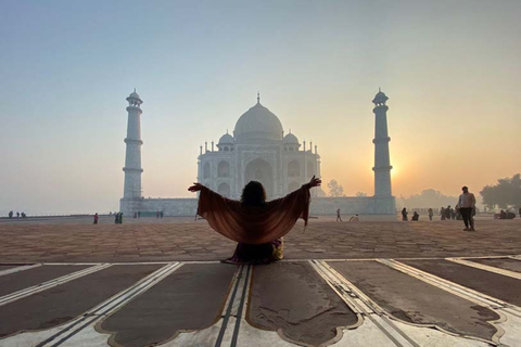 Agra: Tour guidato del Taj Mahal con opzione &quot;salta la fila&quot;.Tour privato del Taj Mahal tutto incluso da Nuova Delhi