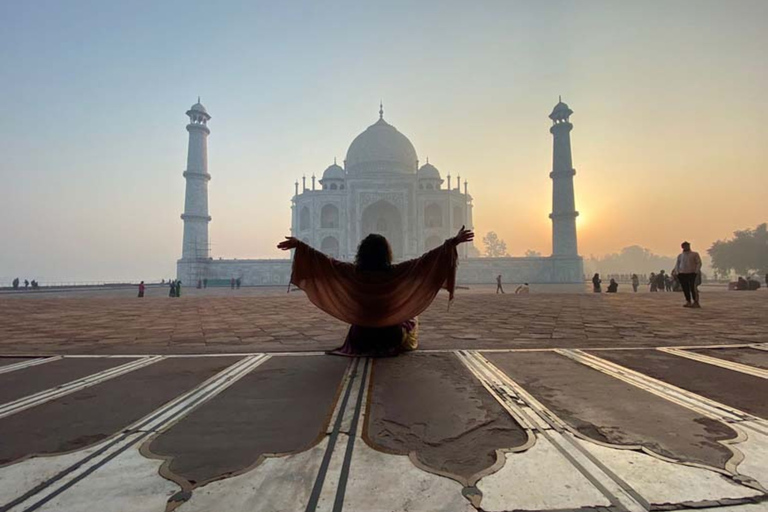 Agra: Tour guidato del Taj Mahal con opzione &quot;salta la fila&quot;.Tour privato del Taj Mahal tutto incluso da Nuova Delhi