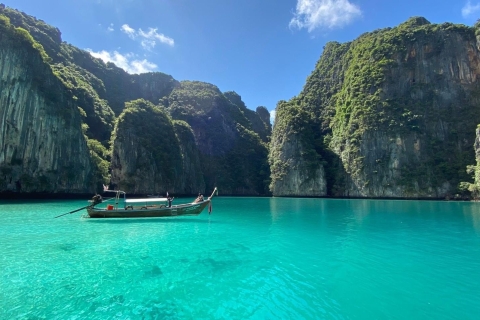 phi phi island: Half- day long - tail boat tour phi phi :Pileh, Loh Samah Bay,Maya Bay Longtail Boat Tour