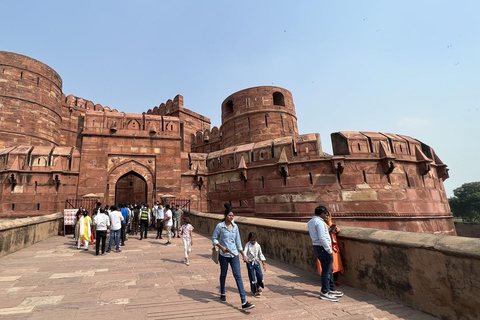 Depuis Delhi : visite privée du Taj Mahal au lever du soleil et d'Agra en voiture