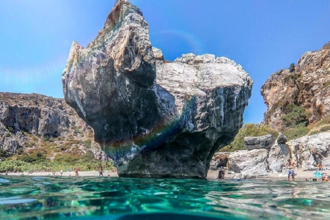 Excursion privée en jeep dans les gorges de Kourtaliotiko, à Preveli et au village de SpiliVisite de groupe à Kourtaliotiko, à la plage de palmiers de Preveli et au village tra