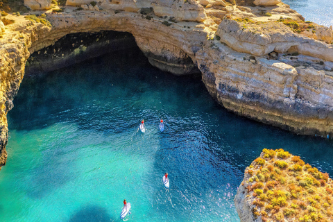 Albufeira: Sea Caves SUP Tour with hidden beach stop Albufeira: CAVE SUP TOUR with free photos and beach stop
