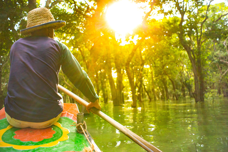 Sunset Over the Tonle Sap Lake and Visit Floating Village