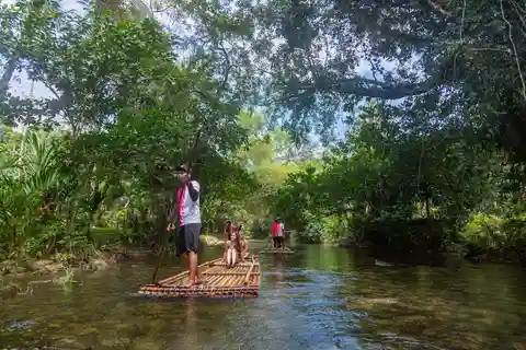 Khao Lak: Bamboo Rafting, Elephant Feeding & Water Park Tour