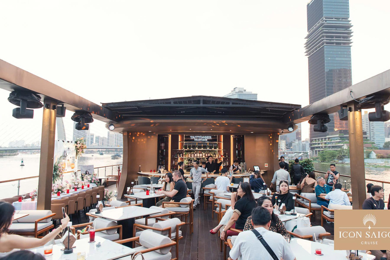 HCMC: ICON Sunset Cruise & Open Bus with Private Pickup Option 3: Sunset Cruise (Unlimited Drinks &Snack) + Open Bus