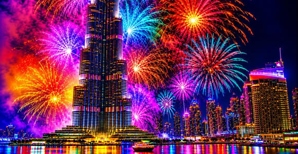 Dubai New Year&#39;s Cruise Burj Khalifa Fireworks & Dinner