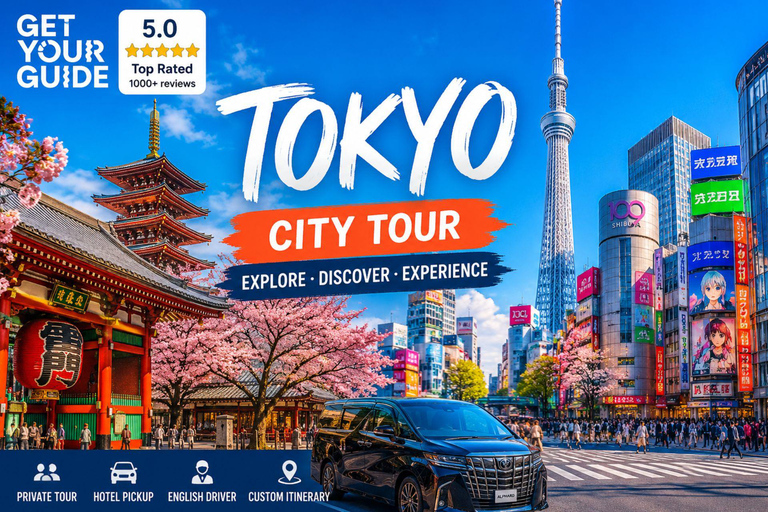 Tokyo City Tour: Private Full-Day Tour with Hotel Pickup Comfortable, air-conditioned Vellfire for 1–6 guests-8- Hour