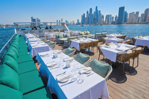 Dubai’s Best Dinner Cruise: Michelin Chef Menu & Live Show Upper Deck Seating