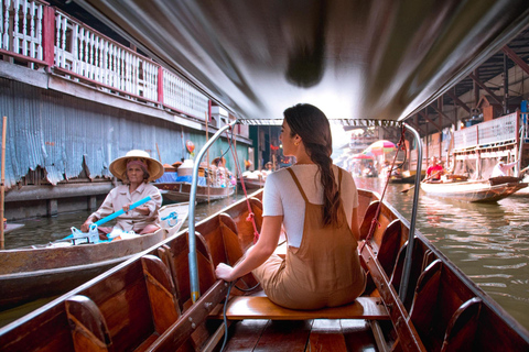 Damnoen Saduak Floating Market, Maeklong Railway, Wat & More