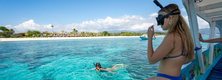 Depuis Lombok : excursion privée de plongée avec tuba et tortues aux îles Gili