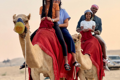 Luxury Desert Safari with Camel Ride, BBQ Dinner & Shows 4-Hour Morning & Evening Private Tour / Camel & Sandboarding