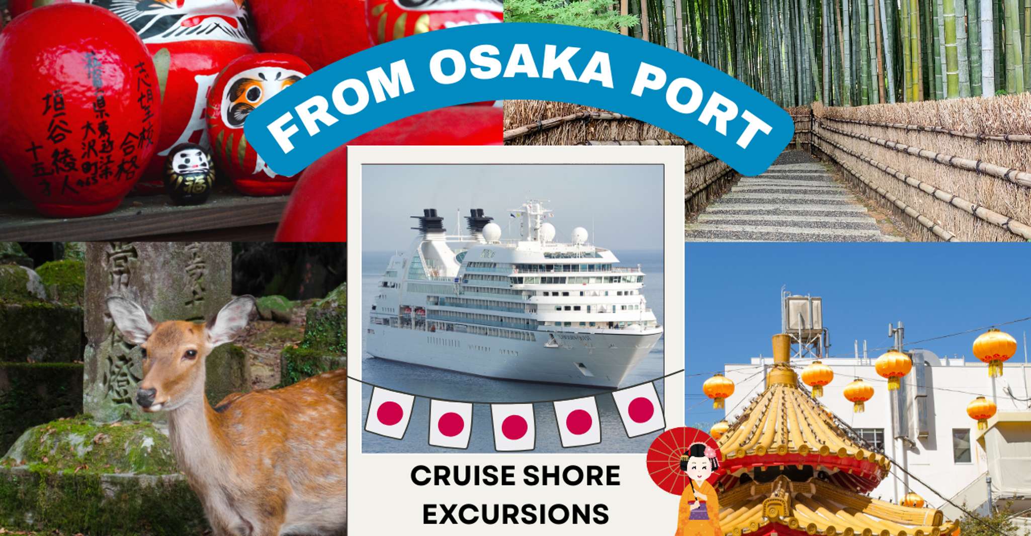 Osaka: Private Walking Shore Excursion-Kobe/Kyoto/Nara/Osaka