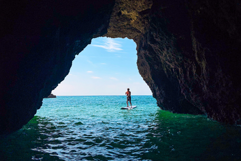 Albufeira: Sea Caves SUP Tour with hidden beach stop Albufeira: CAVE SUP TOUR with free photos and beach stop