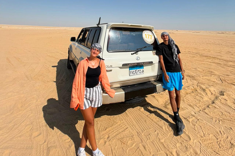 From Cairo: 4x4 Desert Safari, Waterfalls & Magic Lake Shared Tour: Wadi El Rayan, Magic Lake & Lake Qarun, Jeep