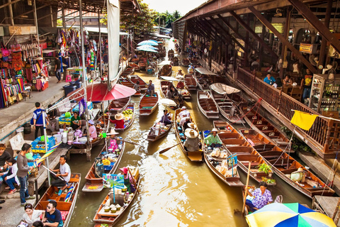 Damnoen : Train Market,Canal Life & Suspension Bridge Scenic