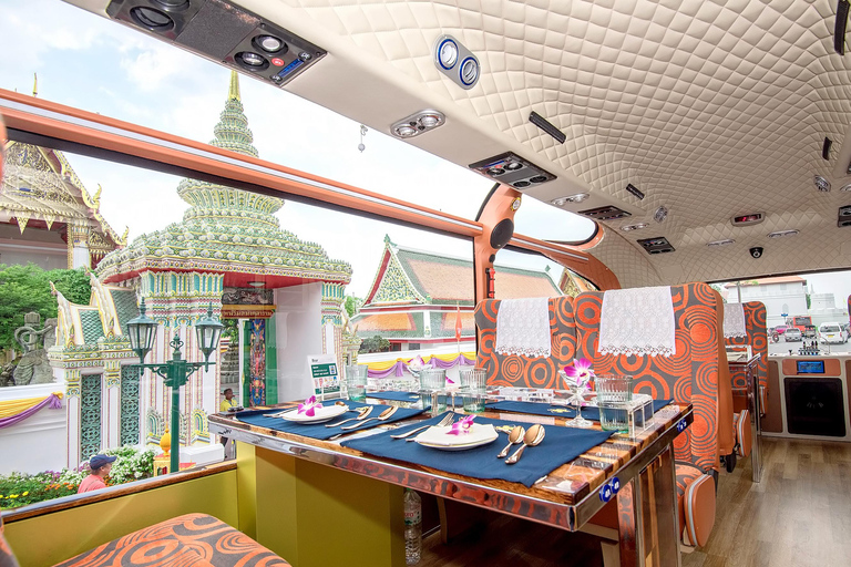 Bangkok : visite en bus à impériale avec repas Michelin et 20 sites emblématiquesMenu halal (déjeuner, dîner, soirée)