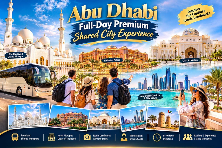 From Dubai: Abu Dhabi Full-Day Tour with Hotel Pickup Dubai:Abudhabi Highlights Shared Tour With Emirates Palace