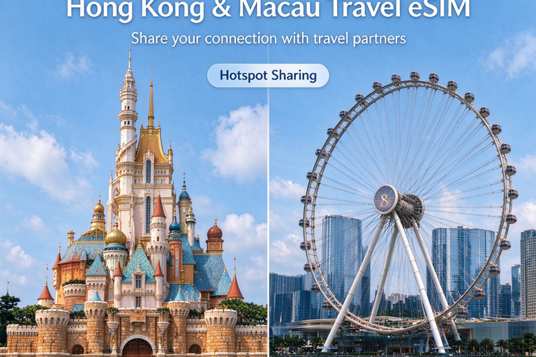 Hong Kong & Macau: eSIM | 7–30-Day Plan | Hotspot Sharing 45GB/30Days