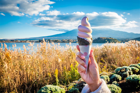 Wycieczka na górę Fuji: jezioro Kawaguchi, świątynia, wioska uzdrowiskowa i pagoda8:30 Wyjazd ze stacji Shinjuku — bez lunchu
