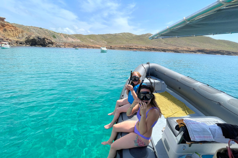 Fornells: boottocht naar baaien en stranden met snorkelenFornells : Boottocht naar baaien &amp; stranden met snorkelen