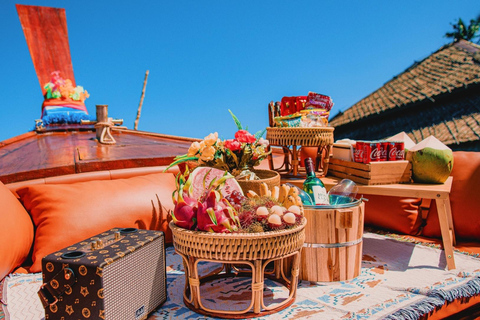 Krabi: Luxury Vintage Wooden Boat Cruise With Island Hopping Private: One day 4 Islands Tour