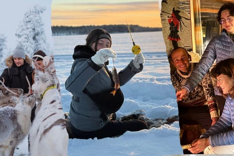 Authentisches Rentier-Erlebnis, Eisfischen & Mittagessen in der Wildnis