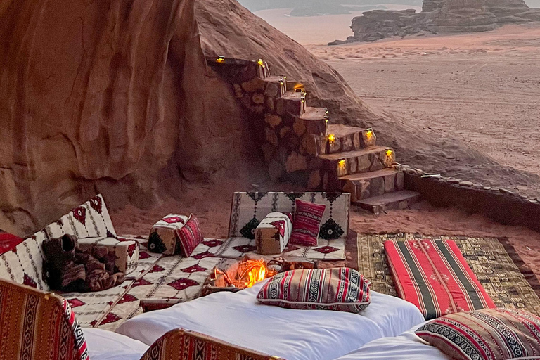 Wadi Rum: Private Luxury Cave Stay, Sunset Tour & Dinner