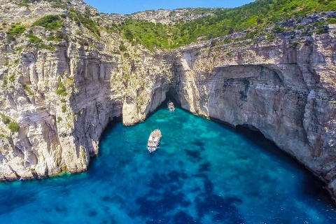 From Corfu Island: Day Cruise to Paxi Islands & Blue Caves Paxi Gaios Cruise with Pickup from South Corfu to Lefkimmi