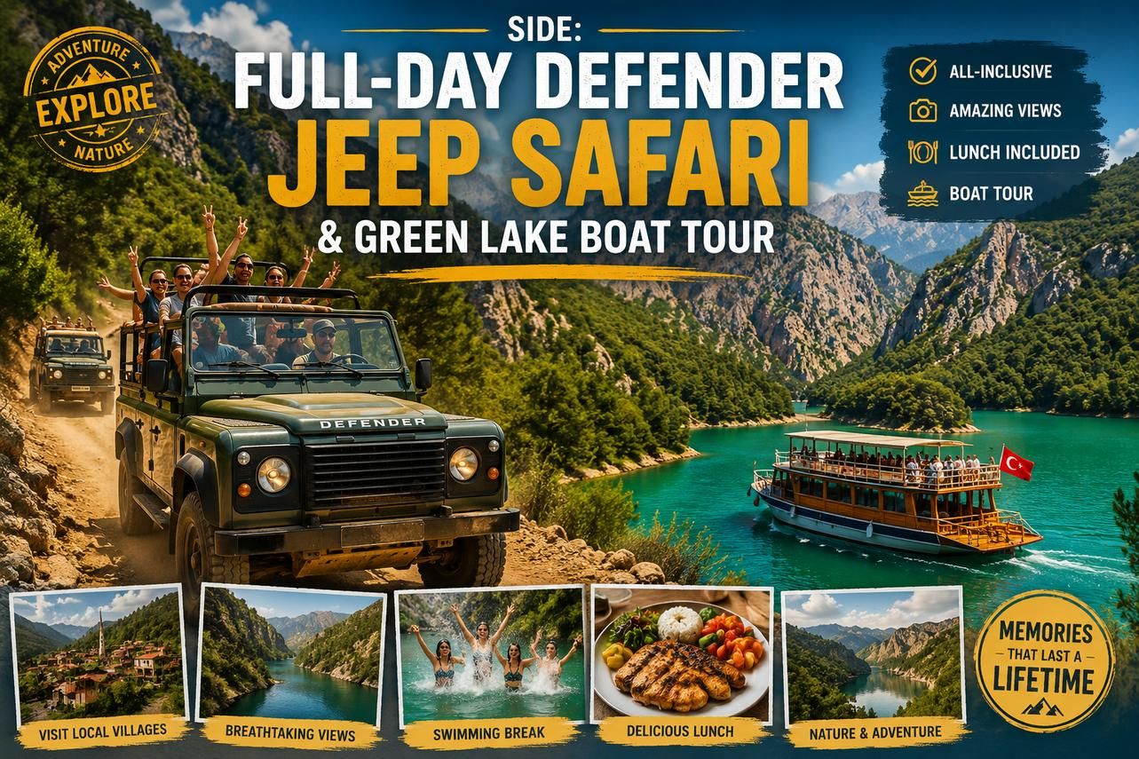 Side: Ganztägige Defender-Jeep-Safari & Bootstour am Grünen See