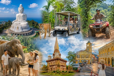 Phuket: Guided Tour ATV Ride & Elephant Feeding & City Trip
