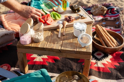 Mykonos: Geführte Tour und abgelegenes Strandpicknick mit MeeresfrüchtenDas Fisch-Meze-Picknick mit Weißwein