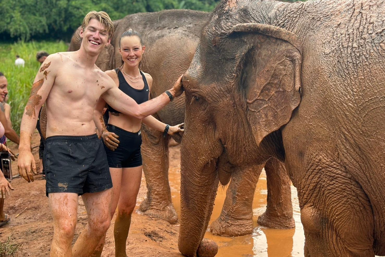 Chiang Mai: Santuario degli elefanti, cascata e tour di raftingServizio di prelievo in hotel