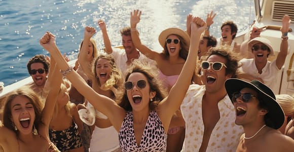 Sunset Party on a Motor Catamaran with DJ and Open Bar