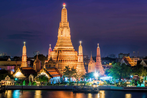 Bangkok: Evening Tour with Wat Arun, Wat Pho &amp; Tuk Tuk RideShared Group Tour in English