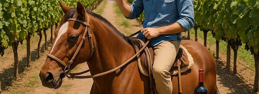 Promenade à cheval dans le vignoble Thompson Wineries avec dégustation et accords mets-vin