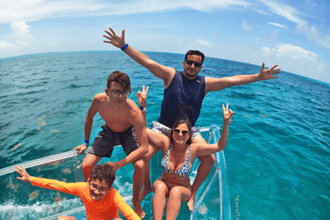 Cancun: gita in barca con fondo trasparente e bevande