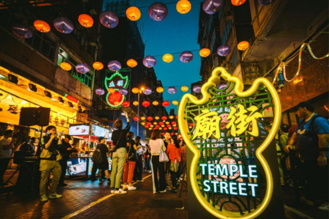 HK Nacht: Cruise Dinner, Open Top Bus, Temple Street Tour