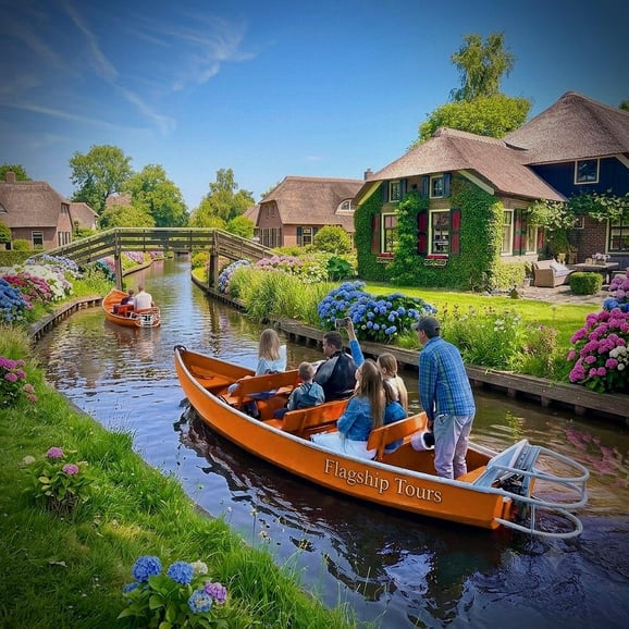 Depuis Amsterdam : visite de Giethoorn, la Venise hollandaise, et croisière
