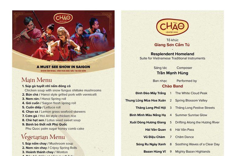 HCMC Evening: Chào Show Cultural Dinner & Music Performance Hotel pick-up and drop-off in District 1