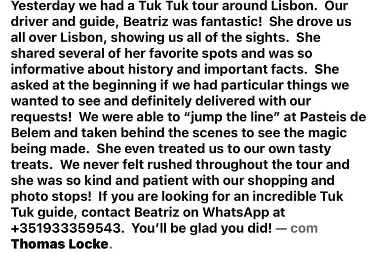 Lisbon: Guided Tuk Tuk Tour with Observation Decks