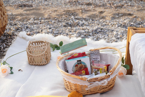Romantic picnic in Corinth by the sea