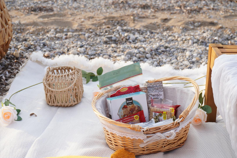 Romantic picnic in Corinth by the sea