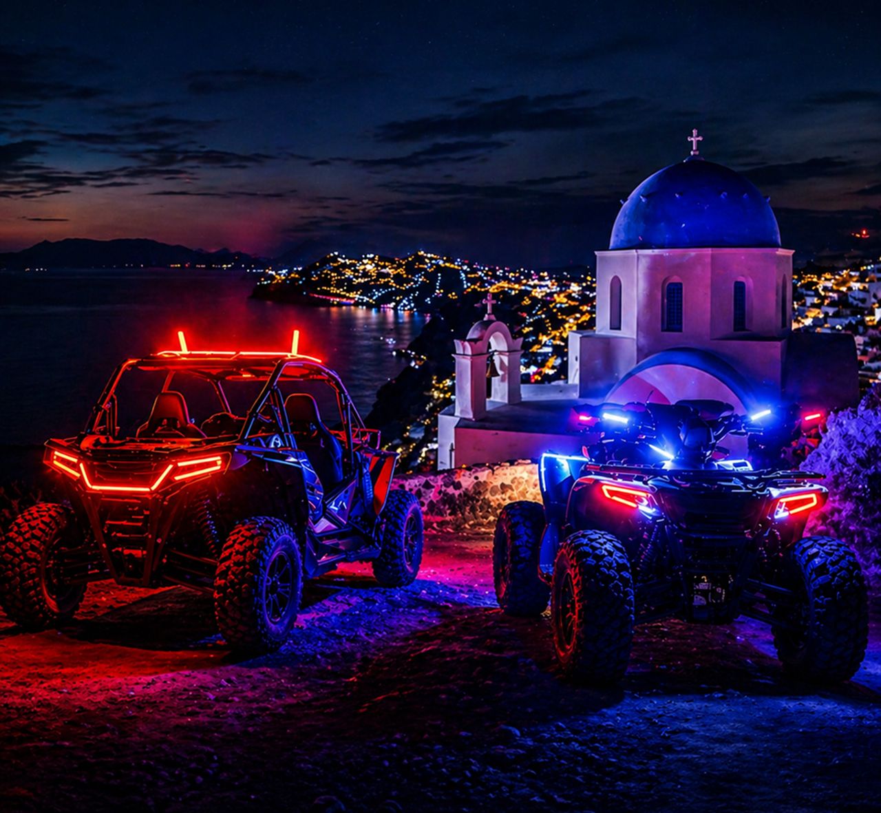 Santorin: Nächtliche Quad-Tour mit Beleuchtung + Getränke