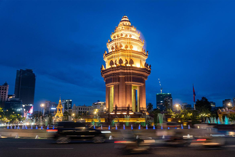Phnom Penh: 4 hours Evening City Highlight & Sunset Cruise Vespa Option + English Guide