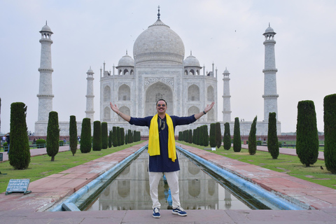 From Delhi: Taj Mahal & Agra Fort Day Trip by Express Train 2nd Class Train Tickets, Private Car, Guide, Lunch & Tickets